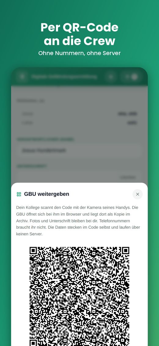 GBU per QR-Code an die Crew weitergeben